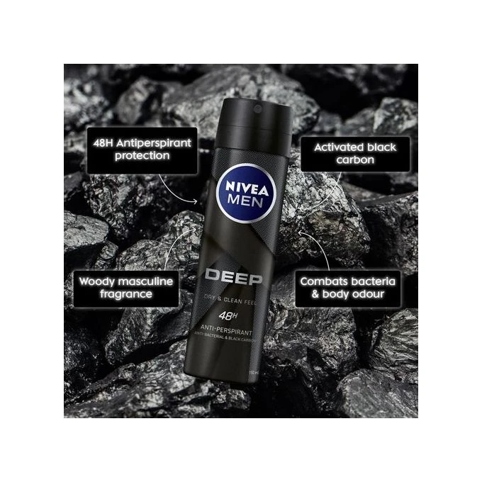 NIVEA Deep Anti-Perspirant Spray For Men 48h - 200ml (Pack Of 2)